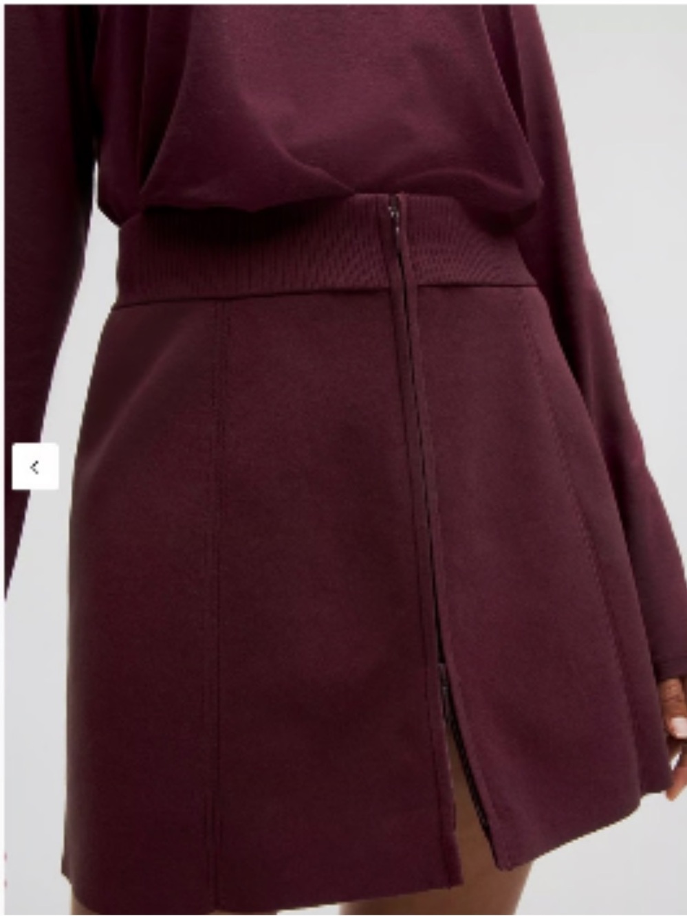 Lululemon-Ribbed-Knit Front Zip Mini Skirt/Garnet/XL